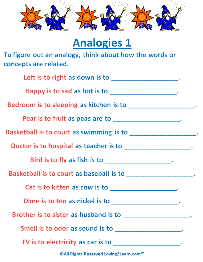 Analogy Worksheets